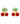 A pair of gold stud earrings shaped like cherries, featuring glossy red enamel bodies and light green enamel leaves, set against a plain white background.
