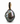A baroque pearl pendant charm with a gold-tone initial 'A' set with small black stones, and a bail featuring a row of black stones, shown on a white background.