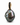 A baroque pearl pendant charm with a gold-tone initial 'A' set with small black stones, and a bail featuring a row of black stones, shown on a white background.