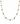A gold chain necklace featuring round blue gemstones and small clear stones, displayed against a solid white background.