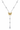 A delicate Y-shaped necklace featuring a central gold butterfly pendant adorned with small clear stones, flanked by a silver-toned chain with multiple round-cut diamond accents and a teardrop-shaped dangling stone at the bottom, shown on a plain white background.