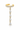A gold ear cuff with a vertical dangle design, featuring a curved top band set with small round clear stones and five pear-cut stones hanging down, shown on a white background with a soft reflection.