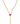 A gold Y-necklace featuring a heart-shaped pink gemstone at the center, with clear round-cut stones along the chain and a dangling section, shown on a plain white background.