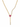 A gold Y-necklace featuring a heart-shaped pink gemstone at the center, with clear round-cut stones along the chain and a dangling section, shown on a plain white background.