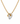 A gold chain necklace with a double-loop pendant, where one loop is polished yellow gold and the other is paved with small clear stones, shown on a plain white background.